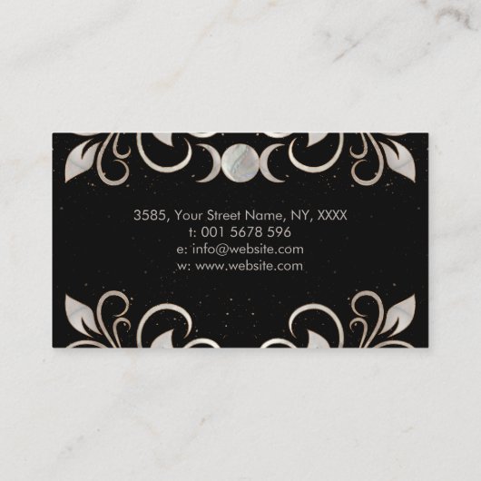 Triple Moon - Triple Goddess Pearl Ornament Visitenkarte (Rückseite)