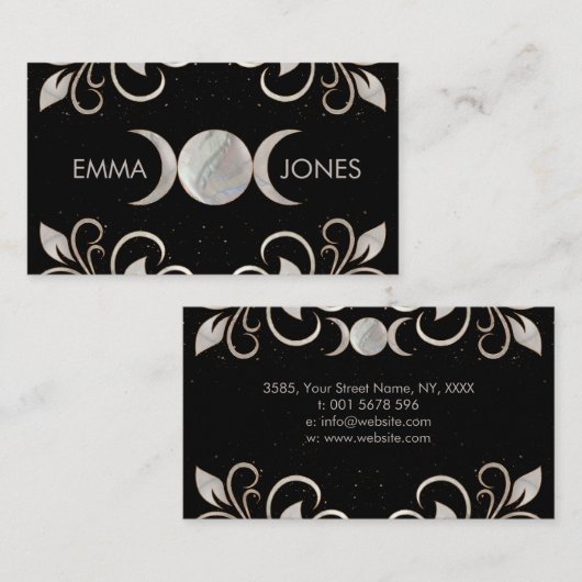 Triple Moon - Triple Goddess Pearl Ornament Visitenkarte (Vorne/Hinten)