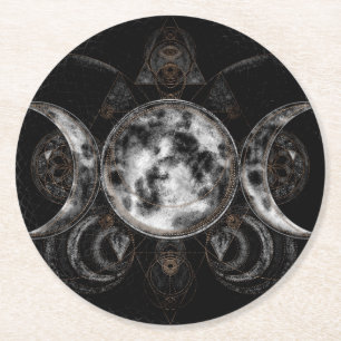 Triple Moon - Triple Goddess Runder Pappuntersetzer
