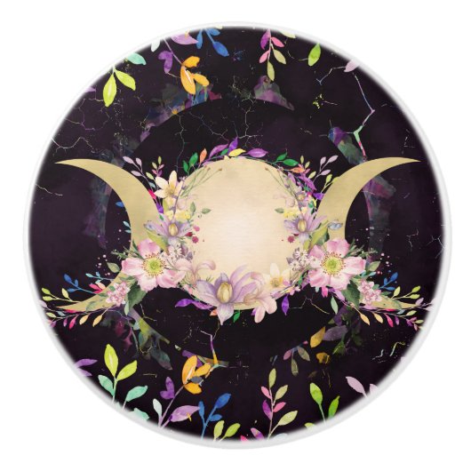 Triple Moon - Triple Goddess - Wasserfarbe Keramikknauf (Vorderseite)