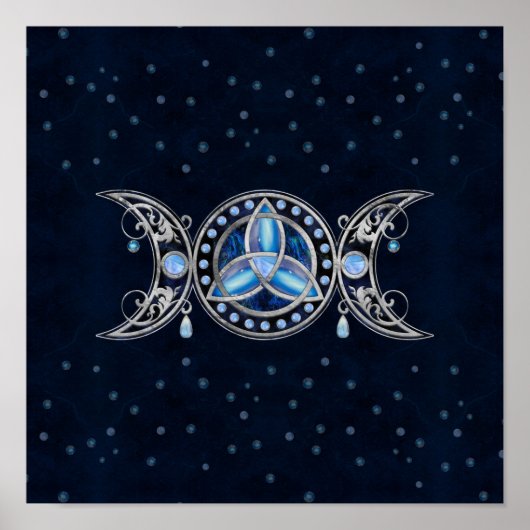 Triple Moon Triquetra Ornament mit Moonstone Poster (Vorne)