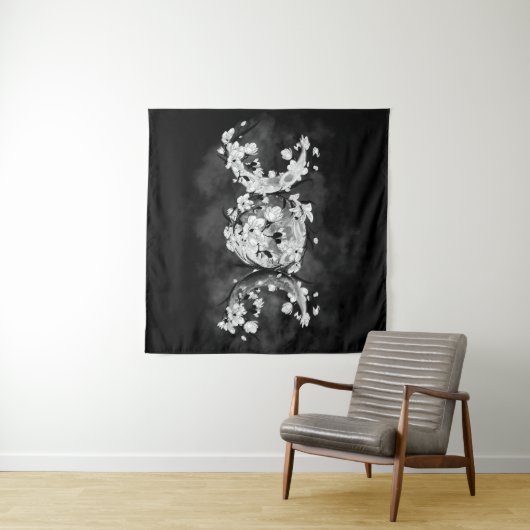 Triple Moon - White Blossom Wandteppich (Beispiel (Horizontal))