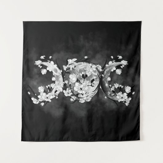 Triple Moon - White Blossom Wandteppich (Vorderseite)