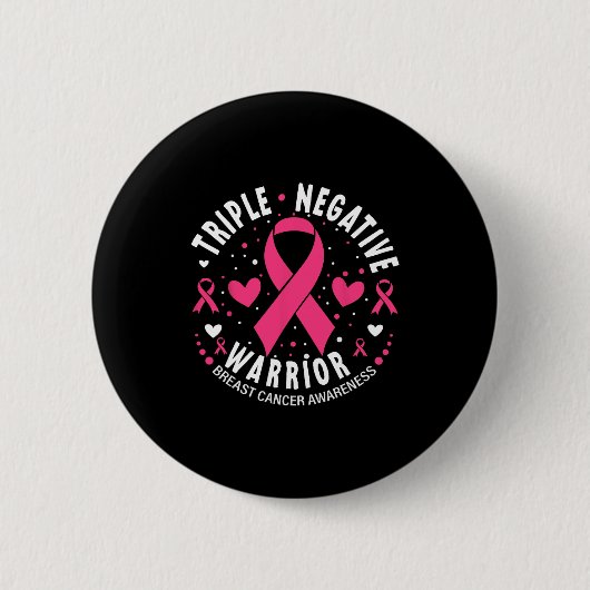 Triple Negative Krieger rosa Herzkrebs A Button (Vorderseite)