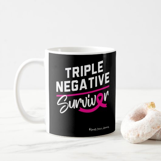 Triple Negative Survivor Brustkrebs Bewusstsein Kaffeetasse (Mit Donut)