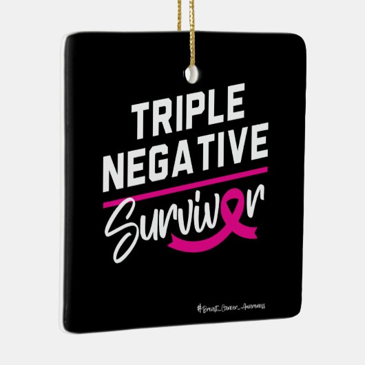 Triple Negative Survivor Brustkrebs Bewusstsein Keramikornament (Rechts)
