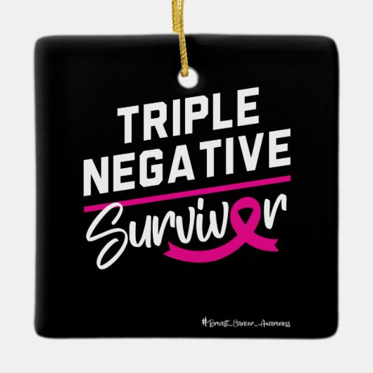 Triple Negative Survivor Brustkrebs Bewusstsein Keramikornament (Vorderseite)