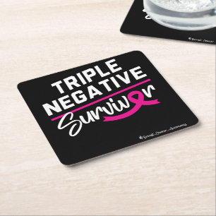 Triple Negative Survivor Brustkrebs Bewusstsein Rechteckiger Pappuntersetzer