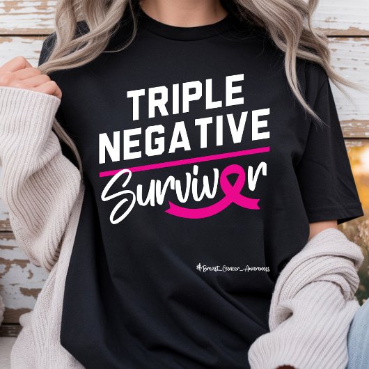 Triple Negative Survivor Brustkrebs Bewusstsein T-Shirt