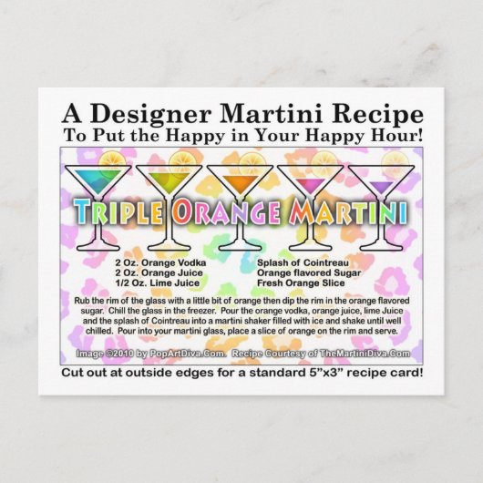 Triple Orange Martini Rezept Postkarte (Vorderseite)