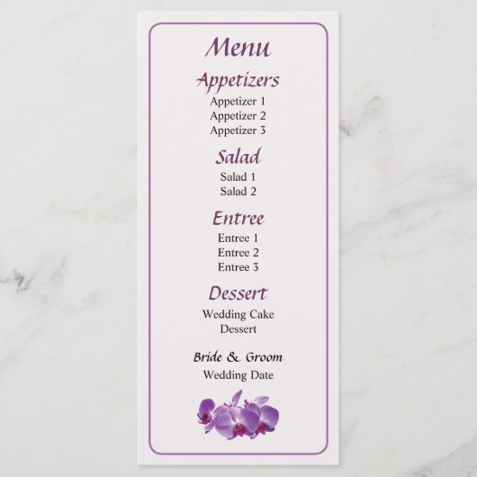 Triple Orchid Trio Menü Menükarte (Vorderseite)