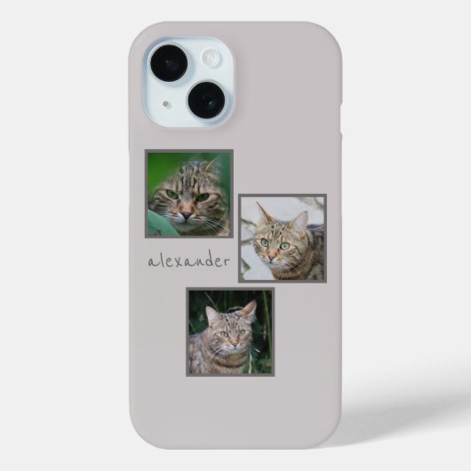Triple Pet Portrait Phone Case mit Individuelle Na (Rückseite)