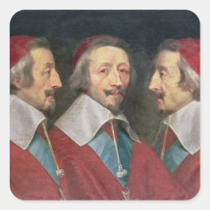 Triple Portrait des Leiters von Richelieu, 1642 Quadratischer Aufkleber