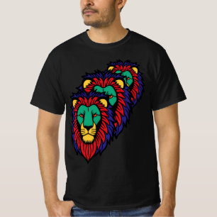 Triple Roar - Bold Lion Face T - Shirt
