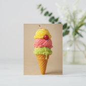 Triple Scoop Deluxe - Ice Creme Cone Postkarte (Stehend Vorderseite)