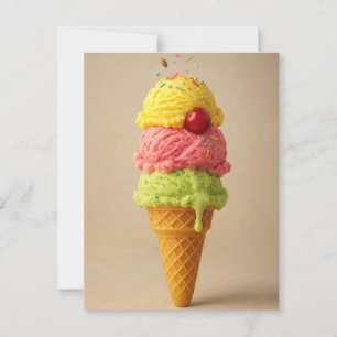 Triple Scoop Deluxe - Ice Creme Cone Postkarte