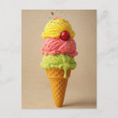 Triple Scoop Deluxe - Ice Creme Cone Postkarte (Vorderseite)