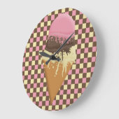 Triple-Scoop-Eiscreme-Kronenmauer Große Wanduhr (Winkel)