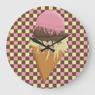 Triple-Scoop Ice Cream Cone Wall Clocks Große Wanduhr
