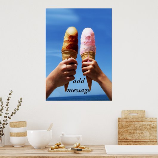 Triple Scoop Ice Cream Cones Poster (Küche)