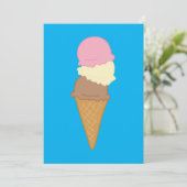 Triple Scoop Ice Creme Cone Einladung (Stehend Vorderseite)