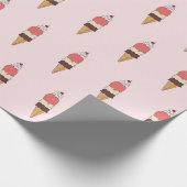Triple Scoop Ice Creme Cone Geschenkpapier (Ecke)