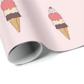 Triple Scoop Ice Creme Cone Geschenkpapier (Rolleneckpunkt)