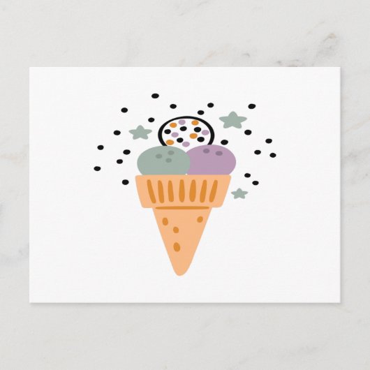 Triple Scoop Rainbow Ice Creme Postkarte (Vorderseite)