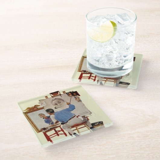 Triple Self-Portrait Glasuntersetzer (Schrägansicht)