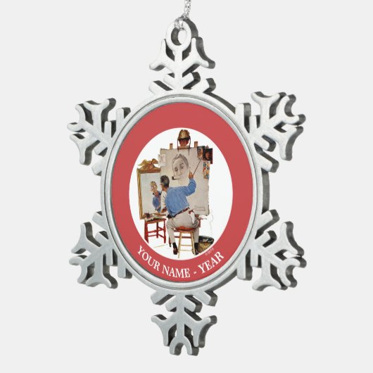 Triple Self-Portrait Schneeflocken Zinn-Ornament (Rechts)