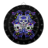Triple Skull Blue Floral Sugar Skulls Dartscheibe (vorne)