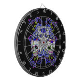 Triple Skull Blue Floral Sugar Skulls Dartscheibe (Vorderseite Links)