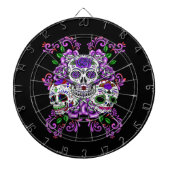 Triple Skull Lila Floral Sugar Skulls Dartscheibe (vorne)