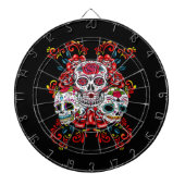 Triple Skull Red Floral Sugar Skulls Dartscheibe (vorne)