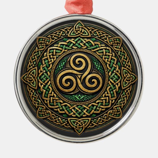 Triple Spiral Mandala — Eternal Celtic Interlace Ornament Aus Metall (Vorne)