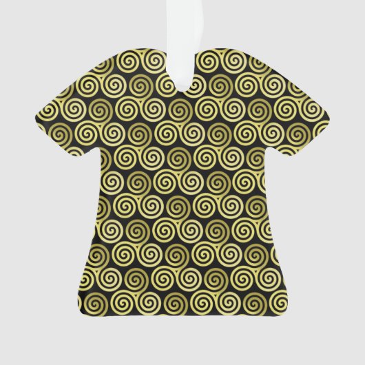 Triple Spiralgold Schwarzer Hintergrund Ornament (Vorderseite)