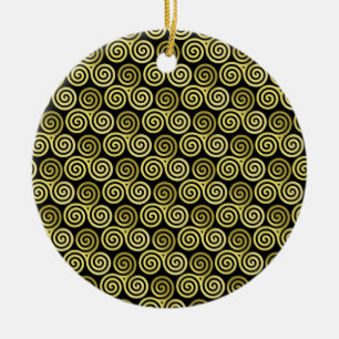 Triple Spiraltriskele Celtic Khaki Beige Keramik Ornament