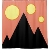 Triple Sun Black Mountains Abstrakte Kunst Duschvorhang (Vorderseite)