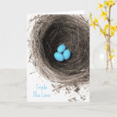 Triple-the-Liebe-Triplets-Glückwunschkarte Karte (Gelbe Blume)