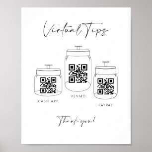 Triple Tipp Jar Scan QR Code Cash App Payment Sign Poster