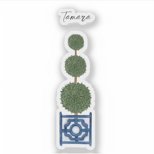 Triple Topiary Tree Chinoiserie Vinyl Sticker (Vorderseite)