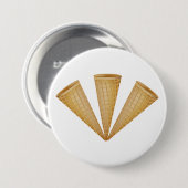 Triple Waffle Ice Cream Cone Summer Dessert Button (Vorne & Hinten)
