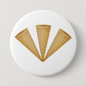 Triple Waffle Ice Cream Cone Summer Dessert Button (Vorderseite)