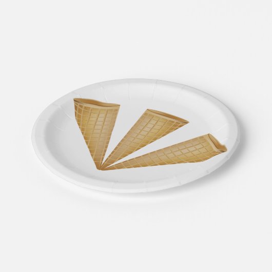 Triple Waffle Ice Cream Cone Summer Dessert Pappteller (Schrägansicht)