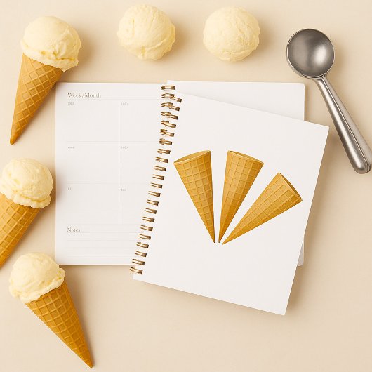 Triple Waffle Ice Cream Cone Summer Dessert Planer
