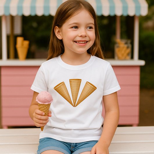 Triple Waffle Ice Cream Cone Summer Dessert T-Shirt