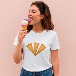 Triple Waffle Ice Cream Cone Summer Dessert T-Shirt