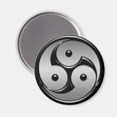 Triple Yin Yang - Metal & Glossy Black Magnet (Vorderseite/Rückseite)