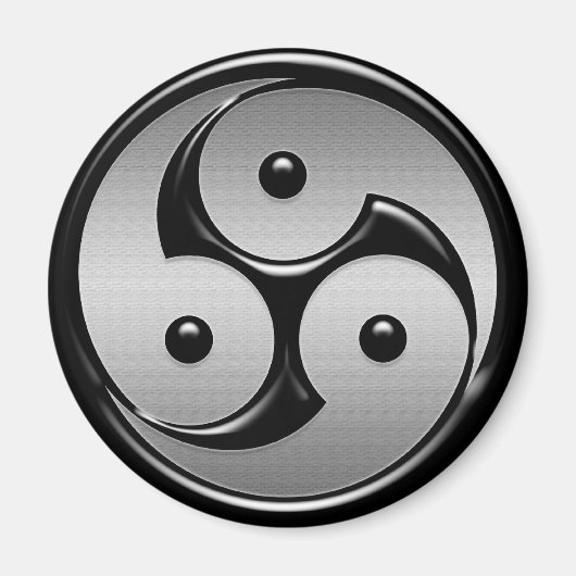 Triple Yin Yang - Metal & Glossy Black Magnet (Vorne)
