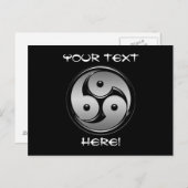 Triple Yin Yang - Metal & Glossy Black Postkarte (Vorne/Hinten)
